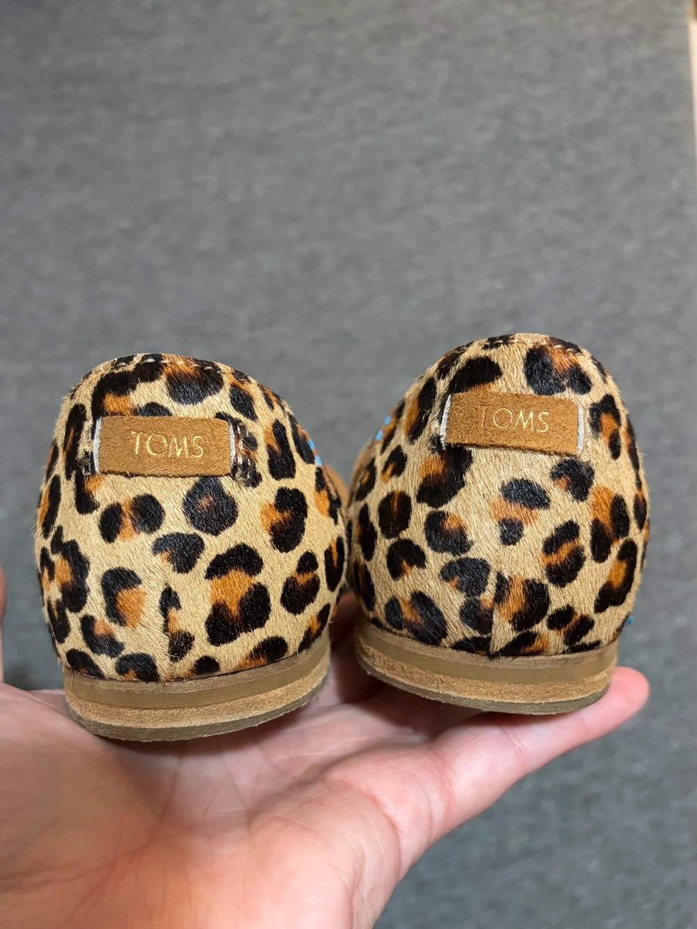 TOMS Jutti D'orsay Flats in Carmel Brown Suede with Leopard Pattern Cow Hair - Picture 7 of 11